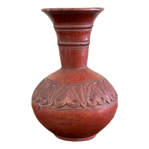 19th C Ottoman Terracotta Water Filter Vessel - Antique Tophane Islamic Redware Ceramic Qulla Jug