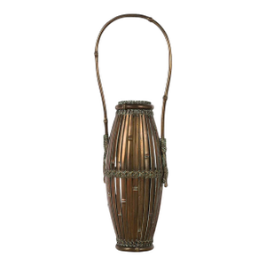Antique Japanese Meiji Period Bronze Ikebana Basket Vase