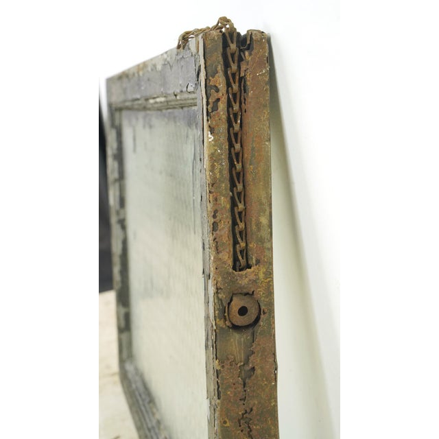 Reclaimed Wormy Chicken Wire Glass Window 32 X 19 In. For Sale - Image 4 of 7