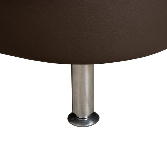 Brown Leather Corner Sofa and Ottoman with Storage Space from Hukla, Set of 2 For Sale - Image 10 of 18