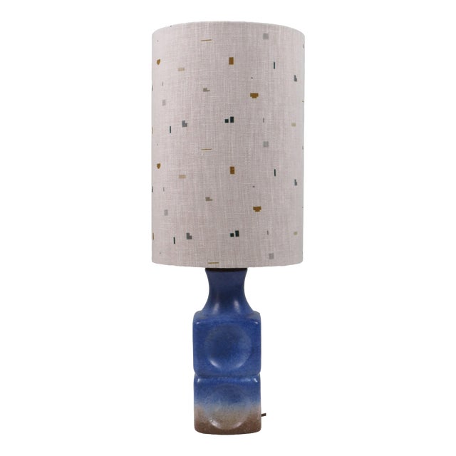 Mid-Century Italian Ceramic Table Lamp with Bespoke De Ploeg Shade, 1970s For Sale