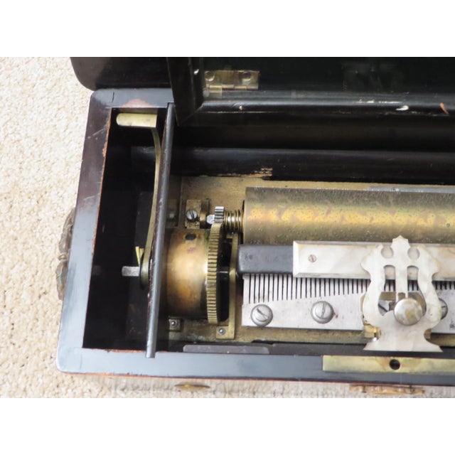 19th Century Antique Cylinder Music Box with Walnut Case Swiss For Sale - Image 4 of 10