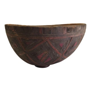 Large African Carved Bowl For Sale