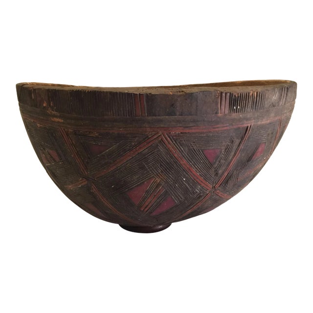 Large African Carved Bowl For Sale