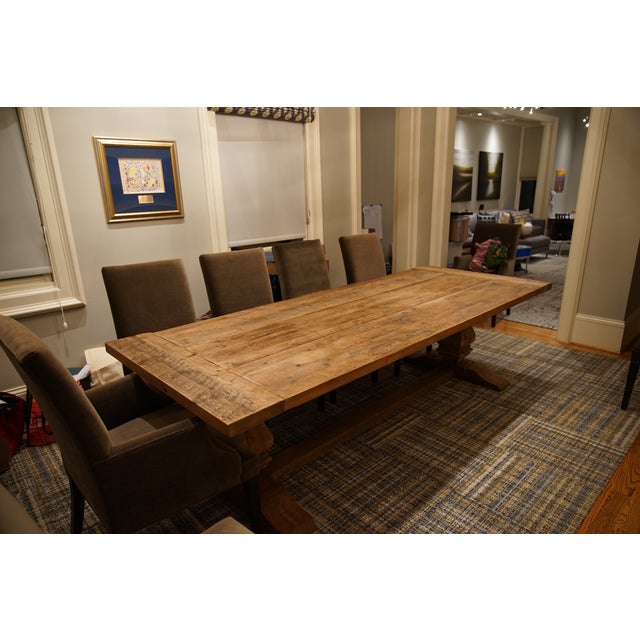 Restoration Hardware Salvaged Wood Trestle Table | Chairish
