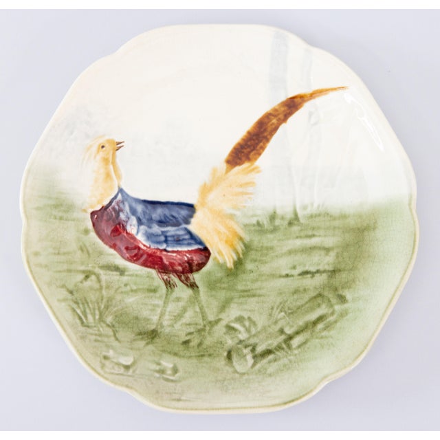 Ceramic Antique 19th Century French Choisy Le Roi Majolica Pheasant Plate For Sale - Image 7 of 7