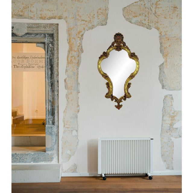 Antique Venetian Rococo Gilt Wall Mirror With Olive Green Highlights, Grotto Style, Italy For Sale In Tampa - Image 6 of 9