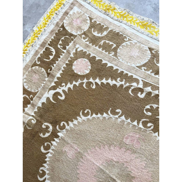 Textile Decorative Vintage Central Asian Suzani Wall Hanging - 5'1'' X 5'4'' For Sale - Image 7 of 8