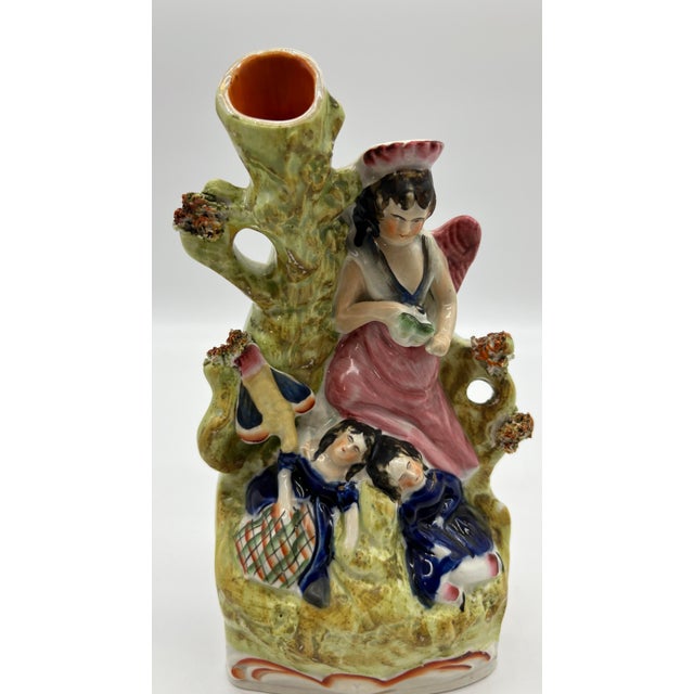 Antique English Staffordshire Figure With Vase Circa 1860's For Sale - Image 6 of 11