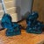 1950s Peacock Blue Glass Rearing Horse Statues From 1940’s Art Deco Mid Century For Sale - Image 5 of 10