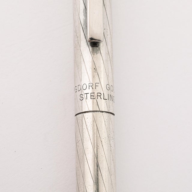Modernist Twist Opening Sterling Silver Ballpoint Pen Signed Bergdorf Goodman For Sale In New York - Image 6 of 9