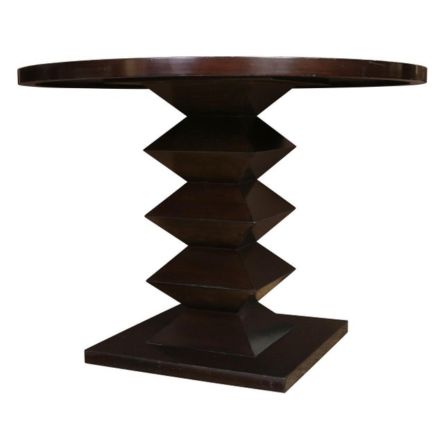 Round Dining Table With Zig Zag Pedestal Base Chairish