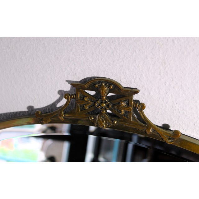 Late Victorian Oval Faceted Brass Wall Mirror, 1890s For Sale - Image 5 of 11