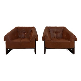 Mid-Century Modern Percival Lafer Mp-97 Armchairs in Cognac Leather – Pair For Sale