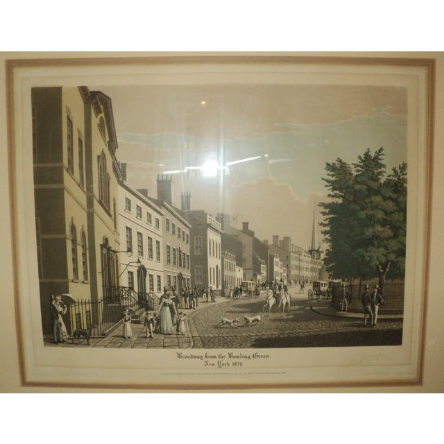 Printmaking Materials Antique Broadway From the Bowling Green Ny Lithograph Engraved Print Signed R Varin For Sale - Image 7 of 13