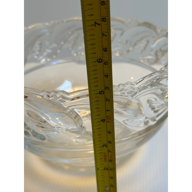 Tiffany & Co. Mid Century Modern Clear Art Glass Crystal Bowl With Dolphins 8"x 5" For Sale - Image 12 of 15
