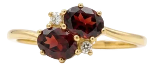 Garnet Toi Et Moi Ring | January Birthstone Ring | 18k Gold Plated Sterling Silver Ring Us 7
