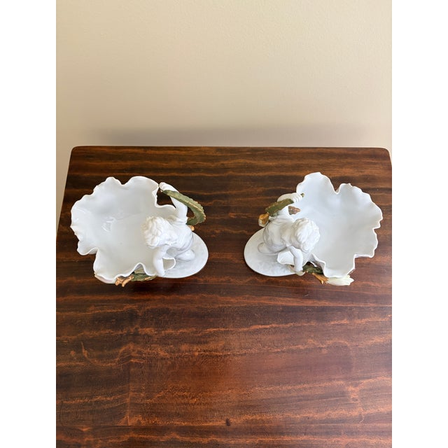 Nymphenburg Porcelain Neoclassical Porcelain Compotes With Putti & Gold Gilt Greek Key Border, Pair For Sale - Image 4 of 15