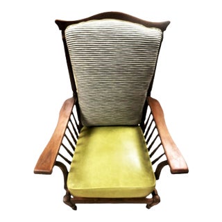 Stickley Brothers Signed Antique Maple Windsor Chair With New Leather and Textile Seat and Back Cushions - Grand Rapids - 1920s For Sale