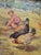Lo Presti, Children with Chickens, 1920s, Oil Painting on Canvas, Framed For Sale - Image 13 of 15