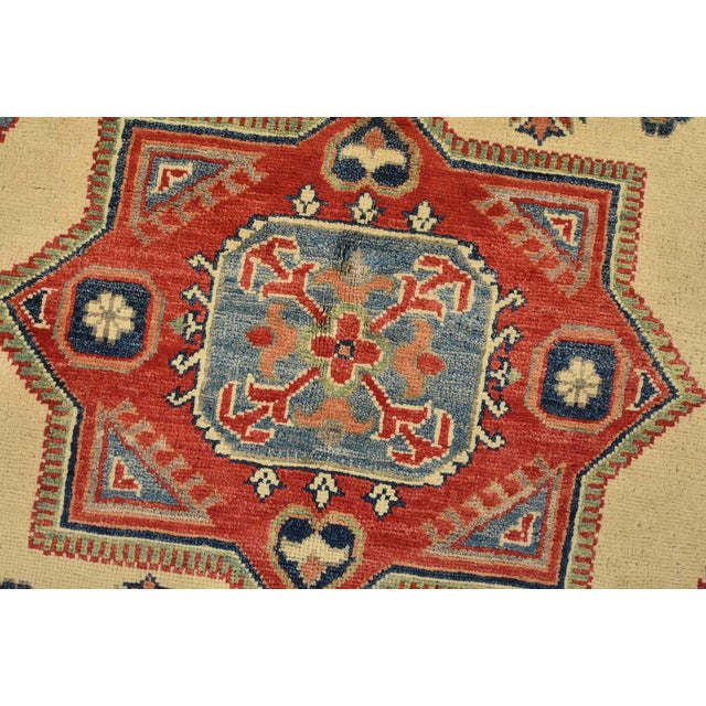 Textile Kazak Rug 5’8” X 7’7” Beige Wool Tribal Hand-Knotted Oriental Carpet For Sale - Image 7 of 12