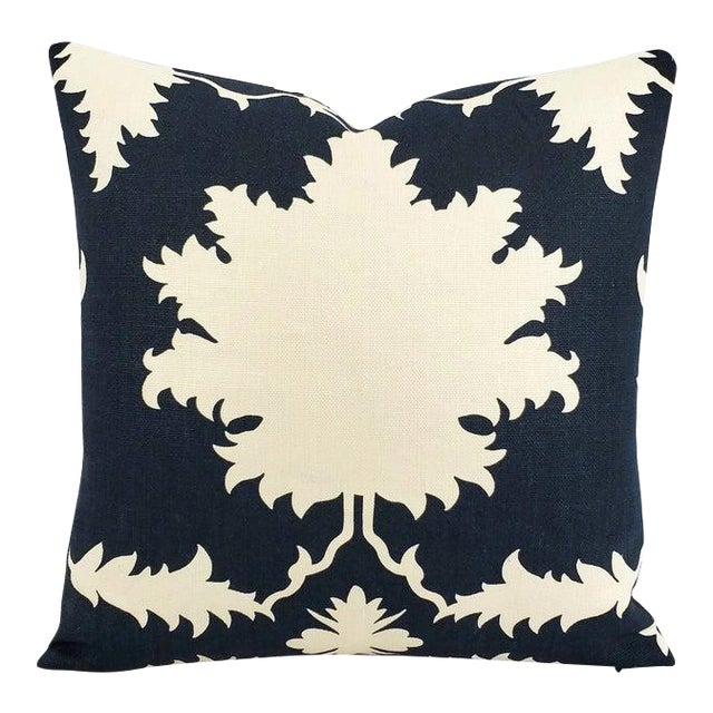 Persian F. Schumacher Garden of Persia in Bleu Marine Pillow Cover - 20" X 20" For Sale