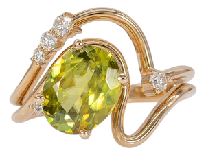 2.6Ct Sphene Ring With Earth-Mined Diamond Accents: Solid 14k Gold, Size 6.75