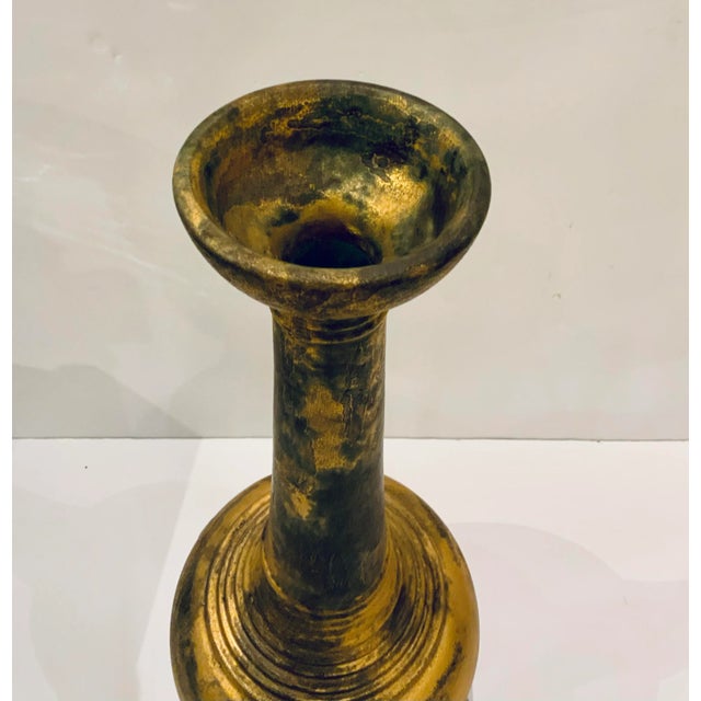 Asian Global Views Asian Modern Long Neck Gold Finished Vase For Sale - Image 3 of 6
