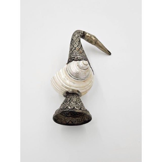 Set Anglo-Indian Style Silver Nautilus Shell Swan Vases Deco Pieces 1950s For Sale - Image 11 of 13