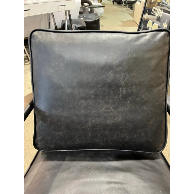 Wood Four Hands Black Leather & Wood Frame "Brooks" Lounge Chair For Sale - Image 7 of 8