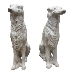 Vintage Pair of Italian Life Size Borzoi Wolfhound Dogs