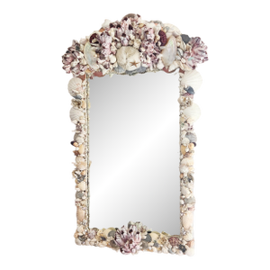 Seashell Encrusted Wall Mirror, Coastal Grandma Decor, Scallop Shell Accent