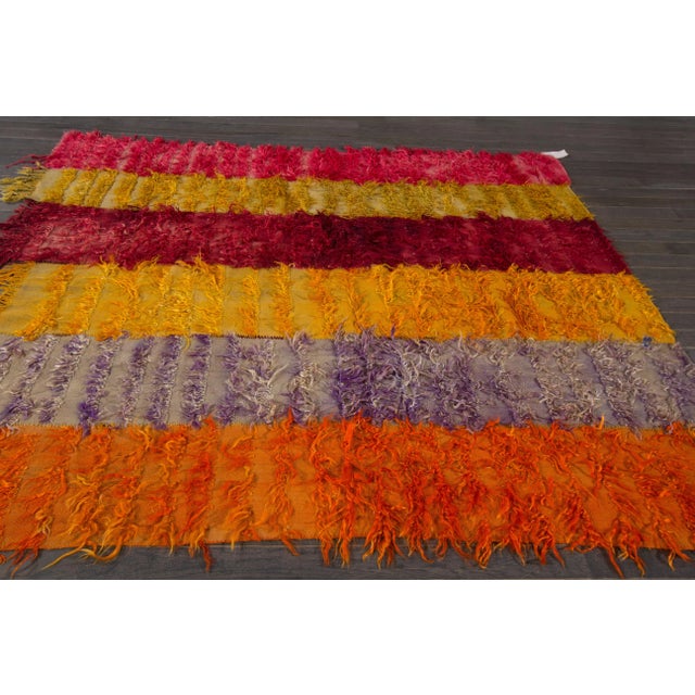 Multicolor Vintage Turkish Tulu Wool Rug For Sale - Image 4 of 7