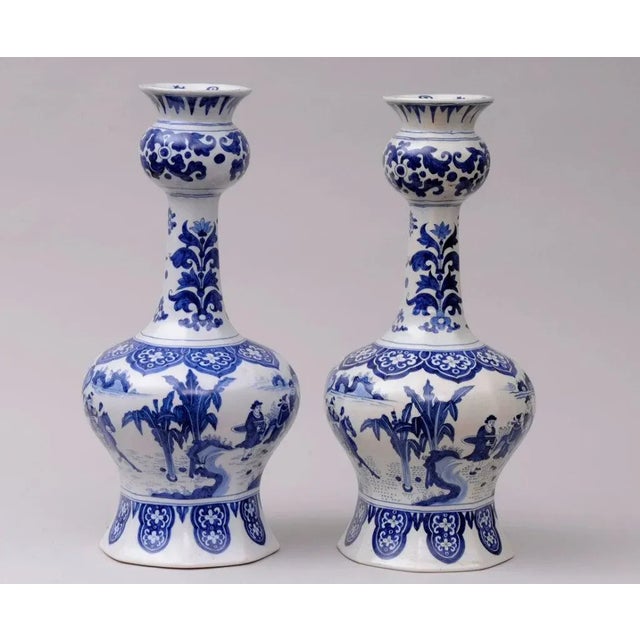 Traditional Dutch Delft Vases - a Pair For Sale - Image 3 of 9