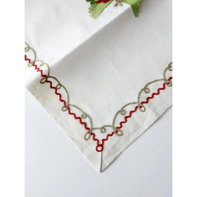 Vintage Embroidered Table Cloth For Sale - Image 6 of 9