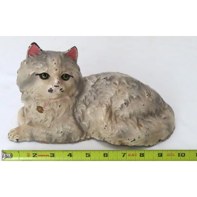 Vintage Signed Hubley Manufacturing Co. Model 335 Reclining Persian House Cat Cast Iron Doorstop For Sale - Image 10 of 13