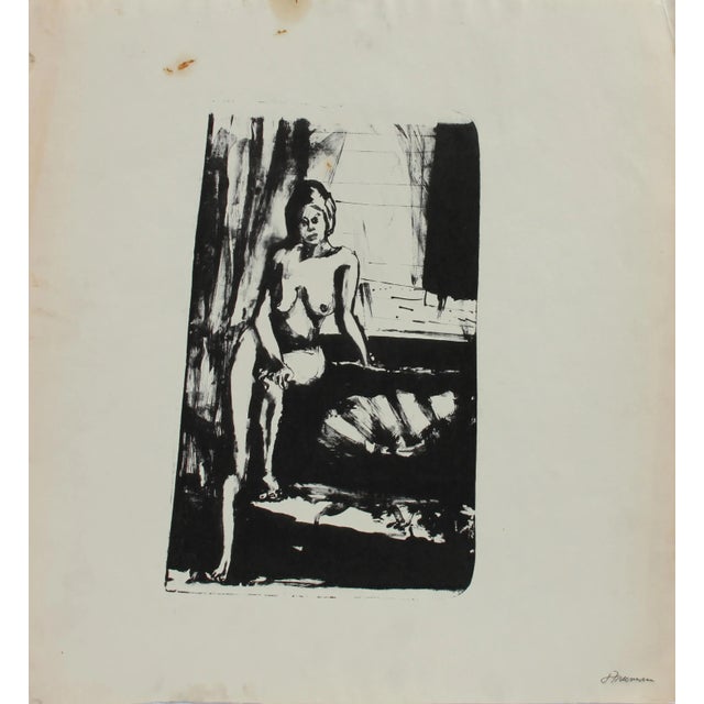 Figurative Nude Model Posing 1970s Lithograph For Sale - Image 3 of 3