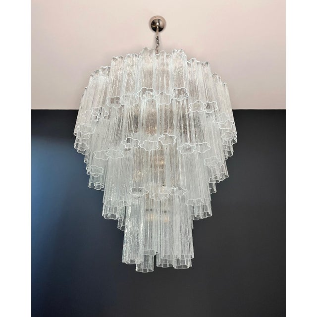 Large Vintage Clear Murano Glass Tiered Chandelier, 1990s For Sale - Image 6 of 16