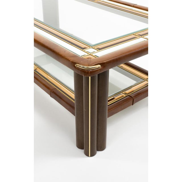 Mid-Century Modern Rectangular Coffee Table in Leather and Glass, 1970s For Sale - Image 13 of 18
