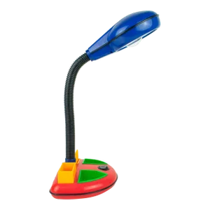 Vintage 1980's Rabbit Tanaka Gooseneck Memphis Desk Lamp & Organizer, Red & Blue