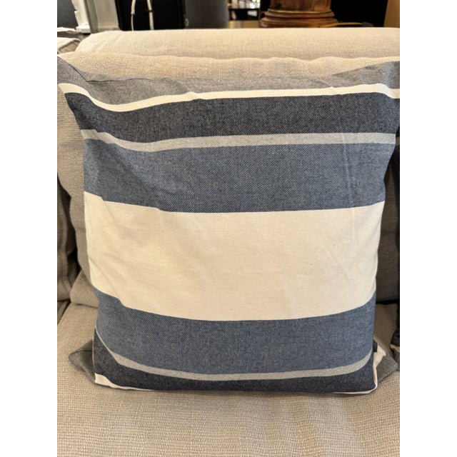 Thom Filicia Home for Eastern Accents Wainscot Denim Throw Pillows, Pair For Sale In San Francisco - Image 6 of 12