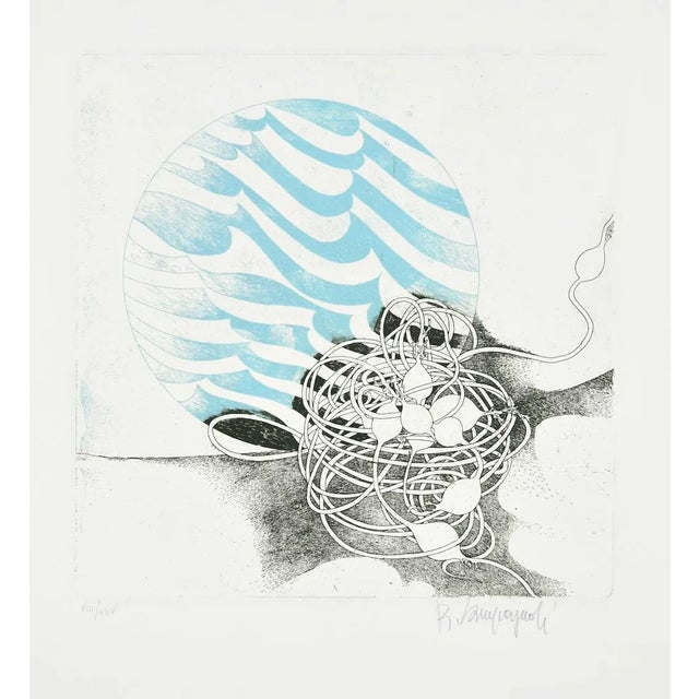 Composition - Original Etching on Paper by Romano Campagnoli - 20th Century 20th Century For Sale