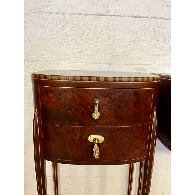 Wood Vintage Art Deco Demilune Side Tables Company of Master Craftsmen W. & J. Sloane For Sale - Image 7 of 12