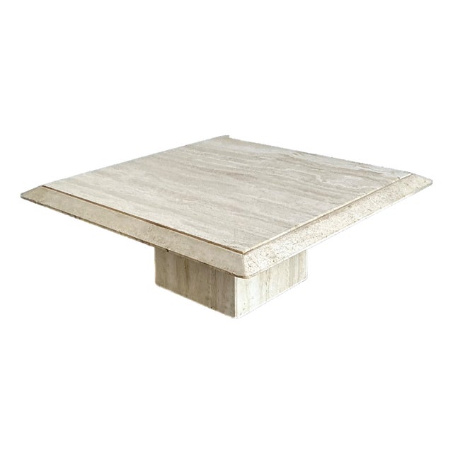 Vintage Italian Stone International Travertine Pedestal Coffee Table For Sale