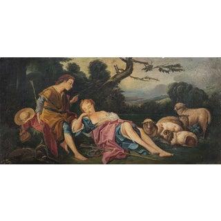 V Menezes, Diana and Acteon, Oil on Wood For Sale