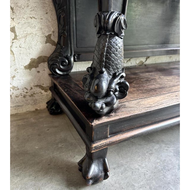 Antique 19th Century Qing Dynasty Hand Carved Console, China, 1860 For Sale - Image 4 of 15