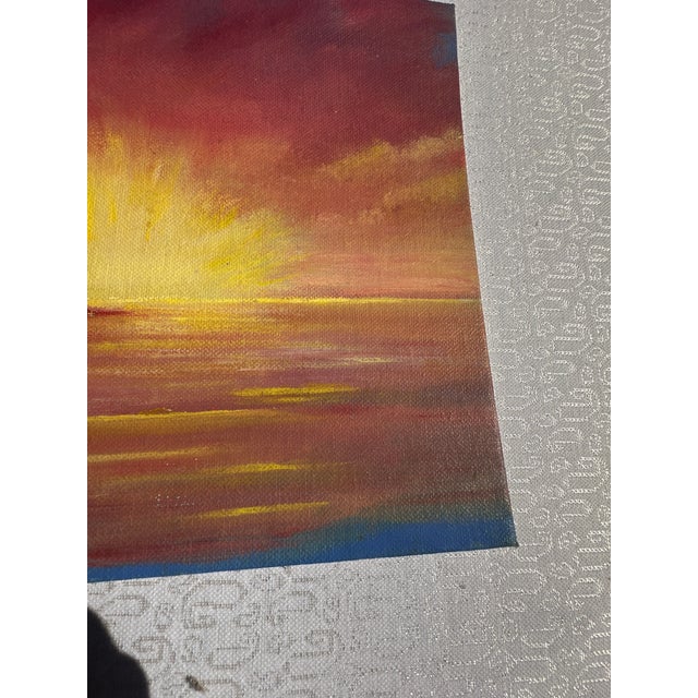 1990s 1990s Lighthouse and Sunset Seascape Painting on Canvas For Sale - Image 5 of 8