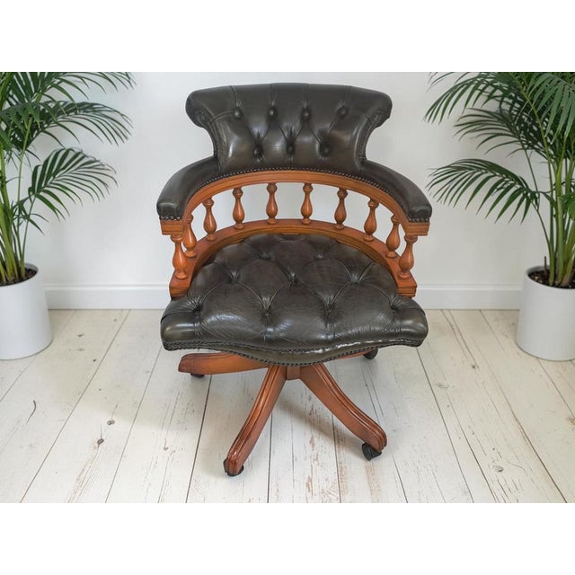 This is an exquisite vintage ring mekanikk captain’s chair made in norway, perfect as an office or desk chair, featuring...