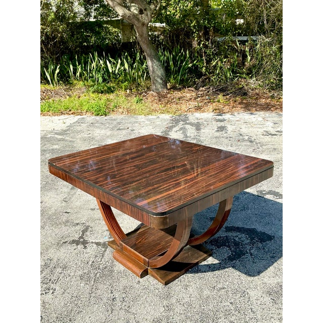 Mid 20th Century Vintage Deco Zebrawood Center Hall Table For Sale - Image 5 of 11