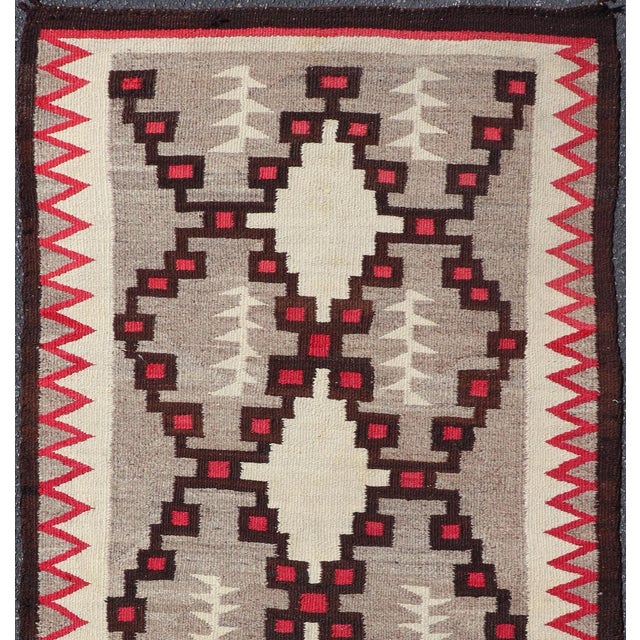 Measures: 2'10 x 6'0 Vintage American Navajo Flat Weave with Geometric Red and Black Design 2'10 x 6. Keivan Woven Arts /...